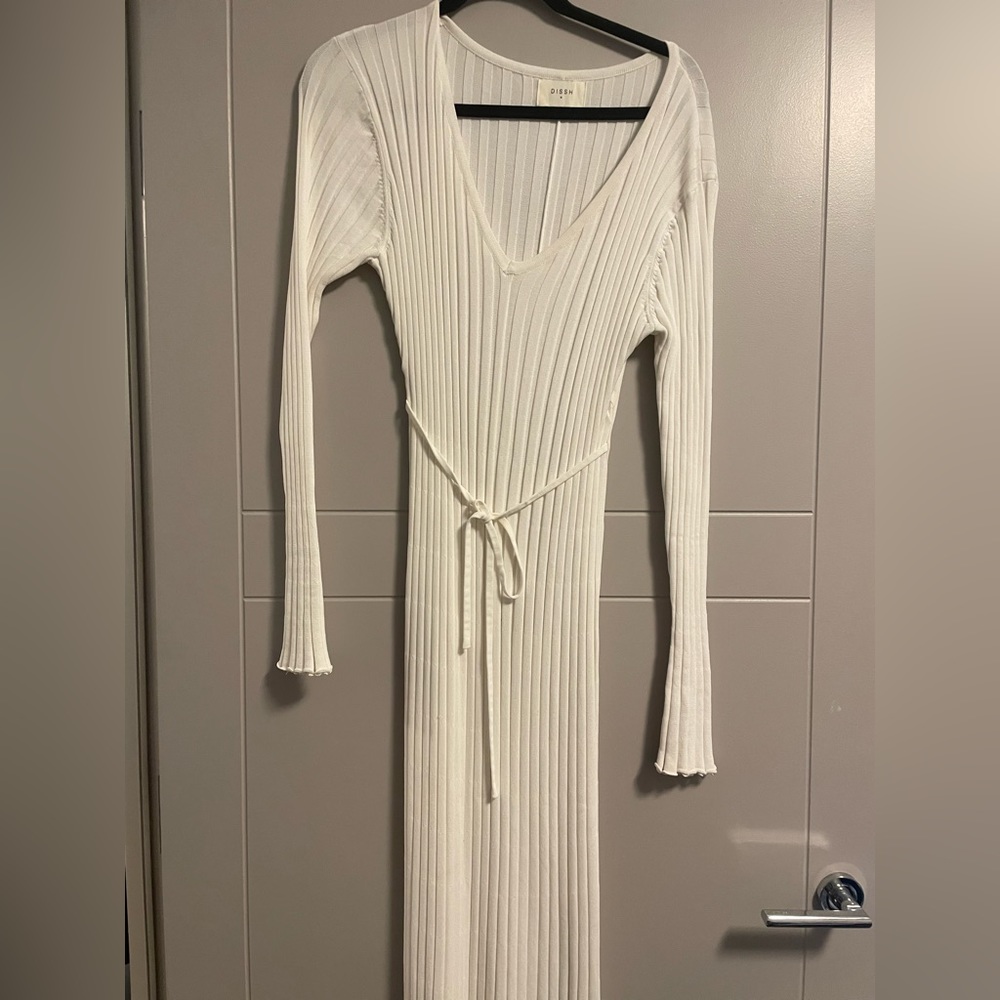 DISSH white long sleeve stretch dress